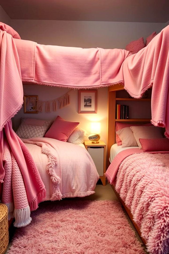 Layered Textures - 22 Pink Dorm Room Ideas