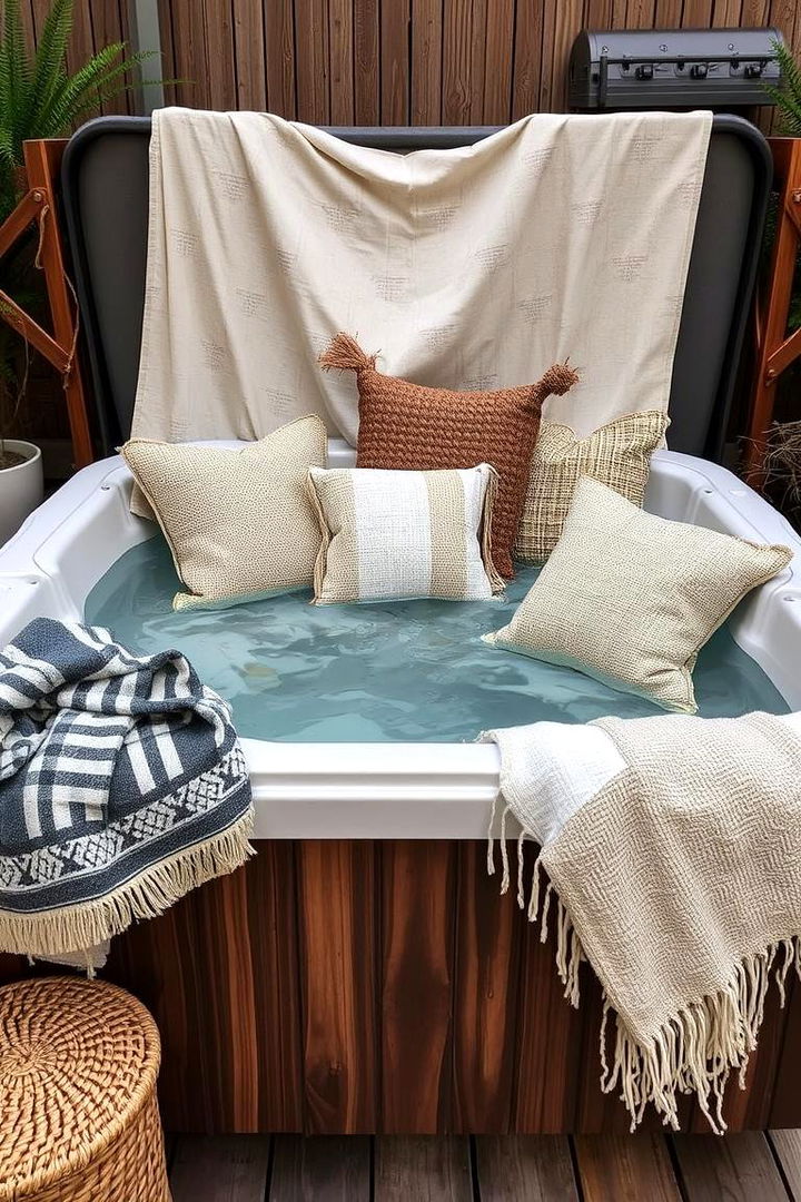 Layered Textures and Patterns - 22 Hot Tub Decor Ideas