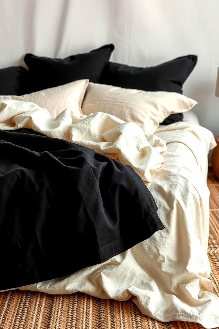 Layered Textures and Soft Hues - 22 Cream and Black Bedroom Ideas