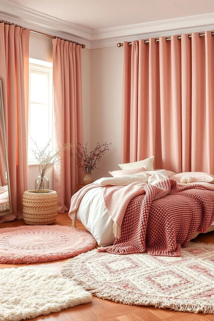 Layered Textures in Blush Pink - 22 Blush Pink Bedroom Ideas