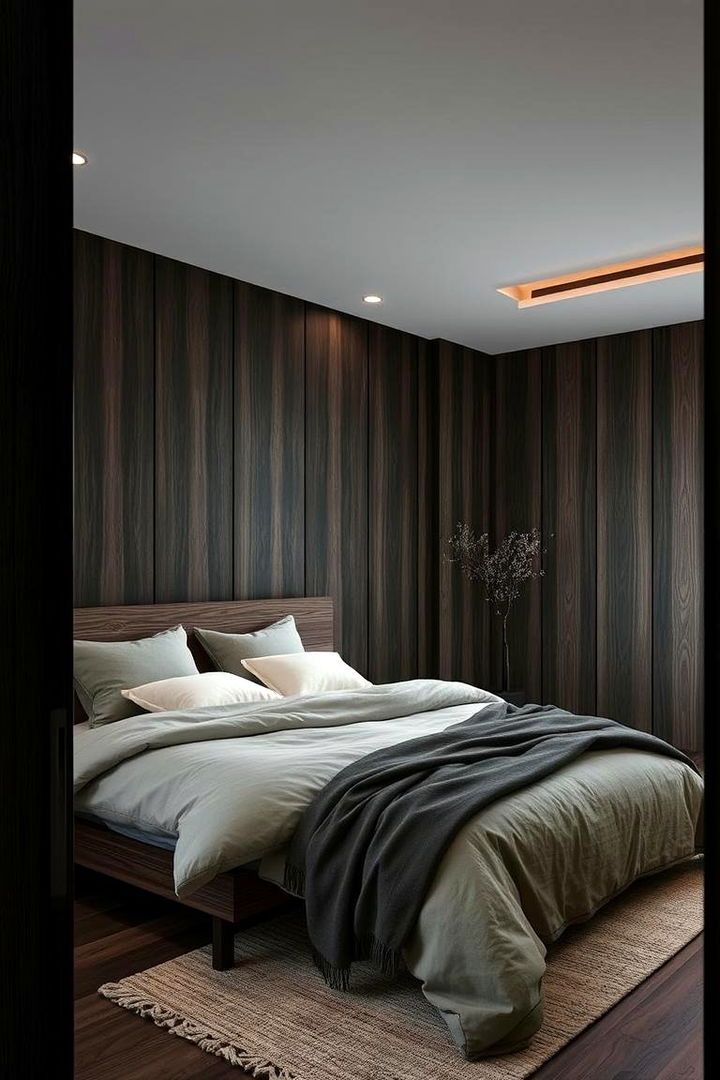 Layered Textures in Dark Wood - 22 Dark Wood Bedroom Ideas
