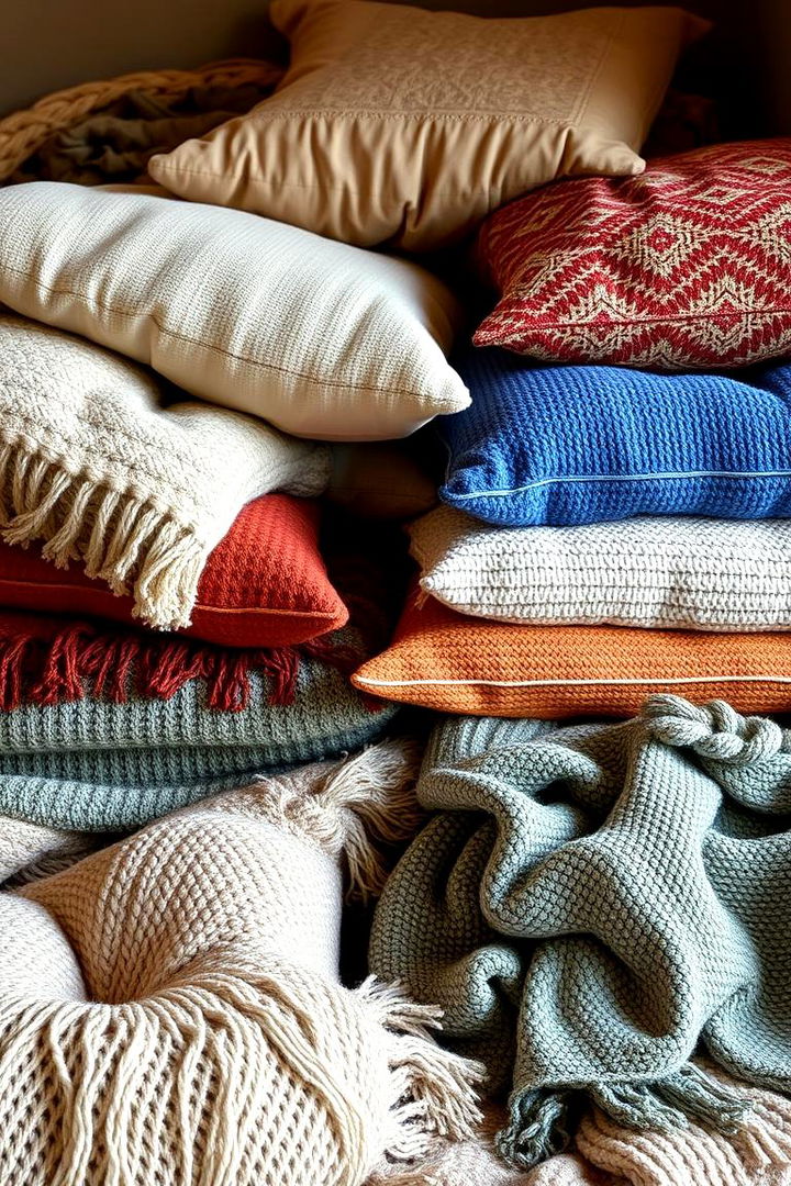 Layered Textures with Cushions and Throws - 22 Moroccan Living Room Ideas