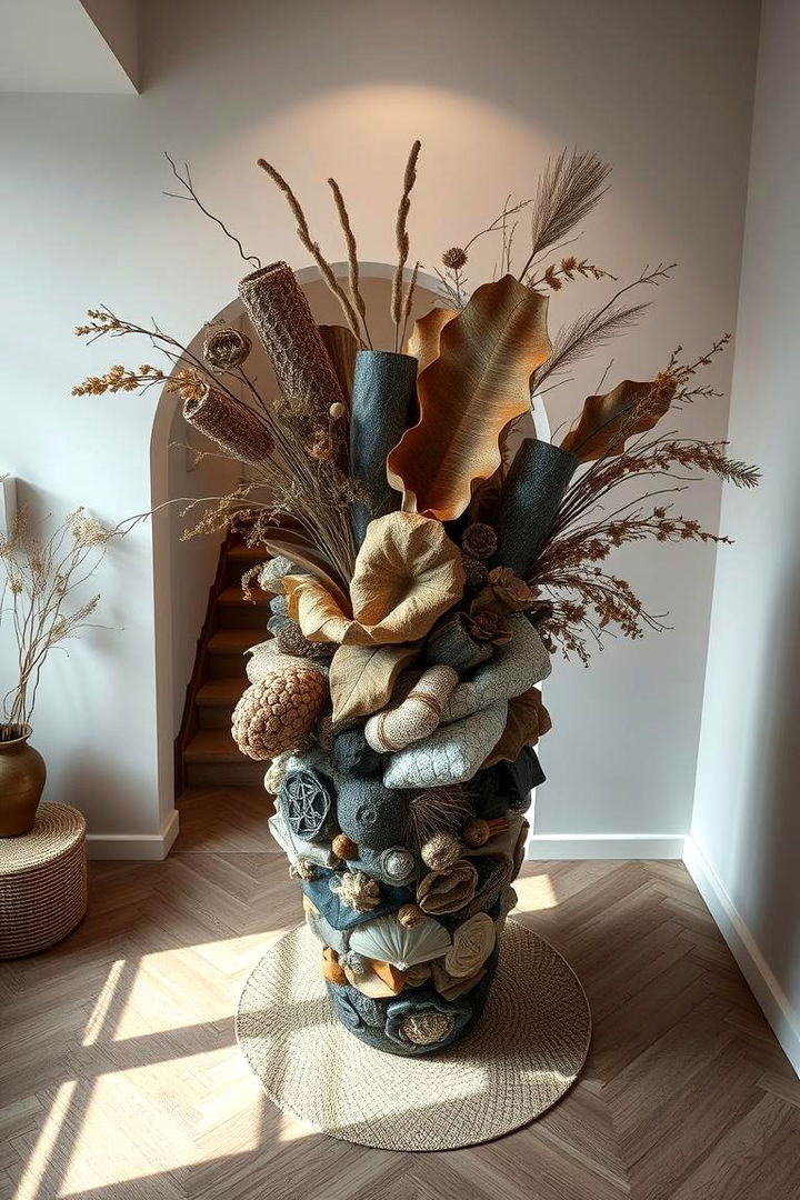 Layered and Textured Composition - 22 Large Floor Vase Decoration Ideas