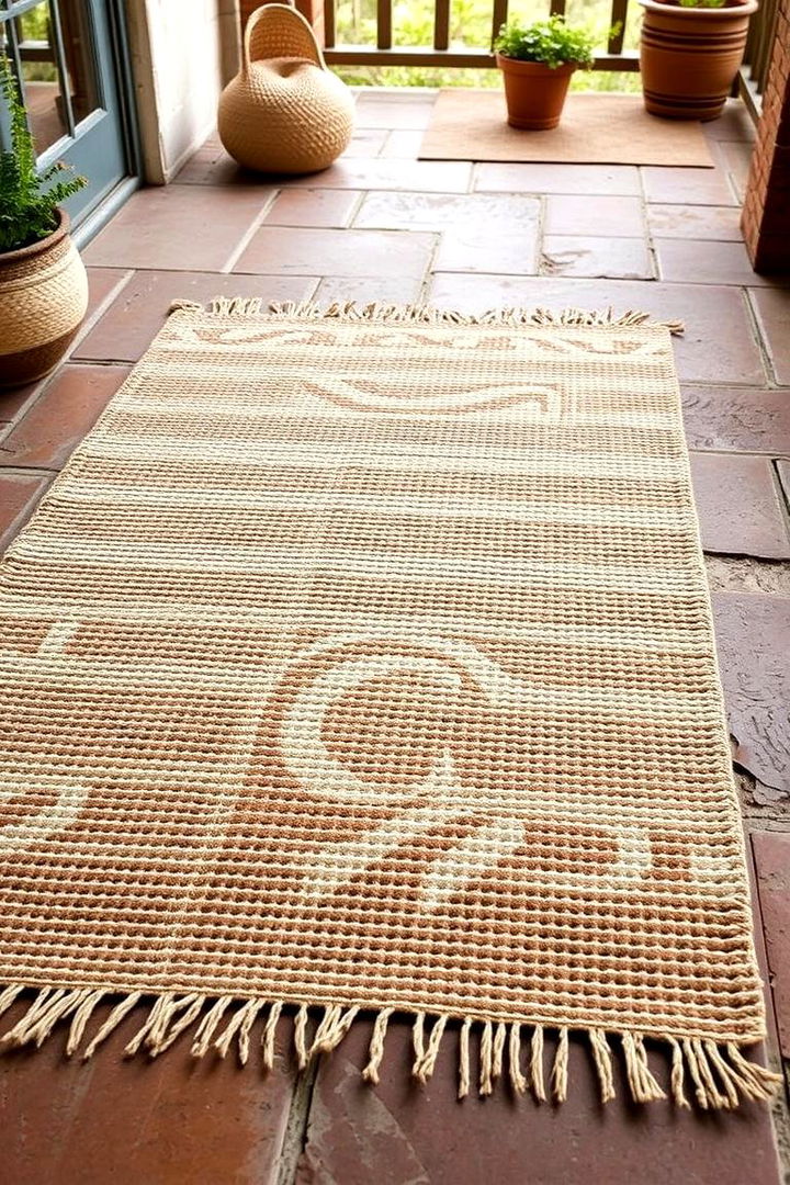 Layering Natural Fiber Outdoor Rugs - 22 Rustic Patio Ideas