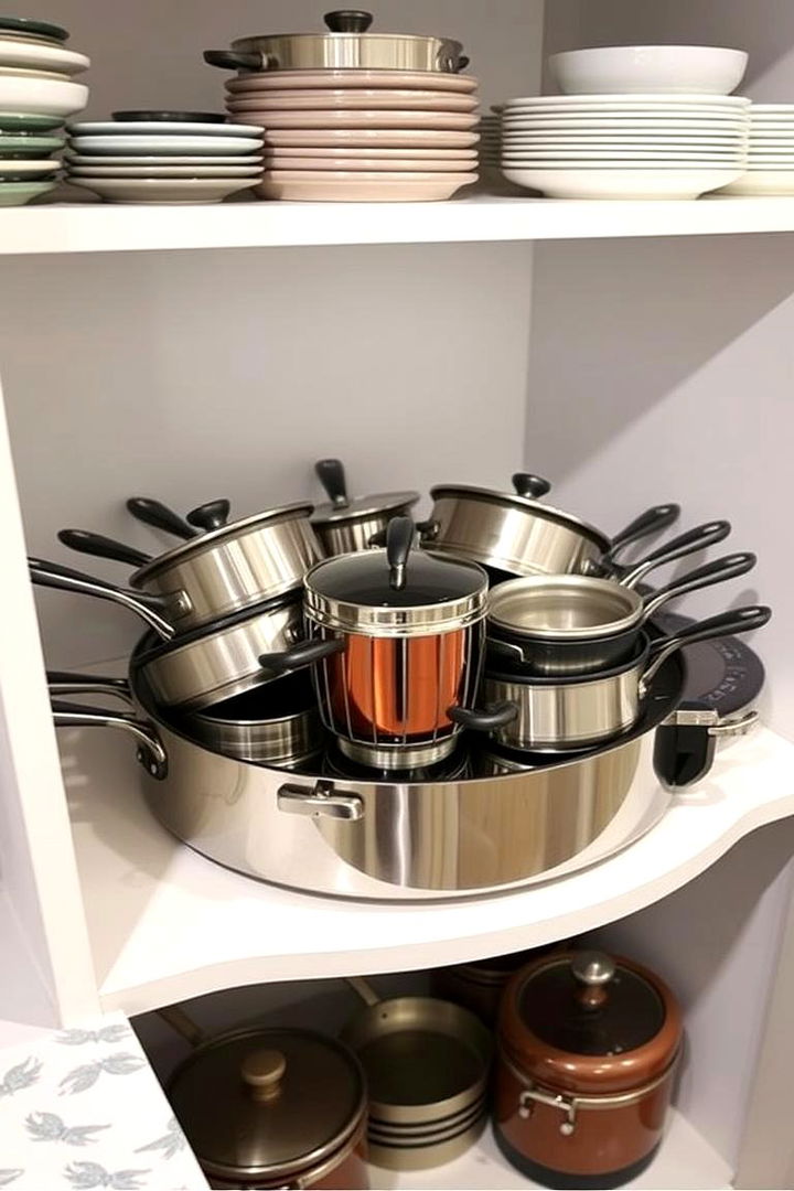 Lazy Susan for Pots and Pans - 22 Pots and Pans Storage Ideas
