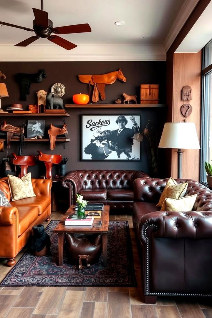 Leather Furnishings and Saddle Elements - 22 Western Living Room Ideas