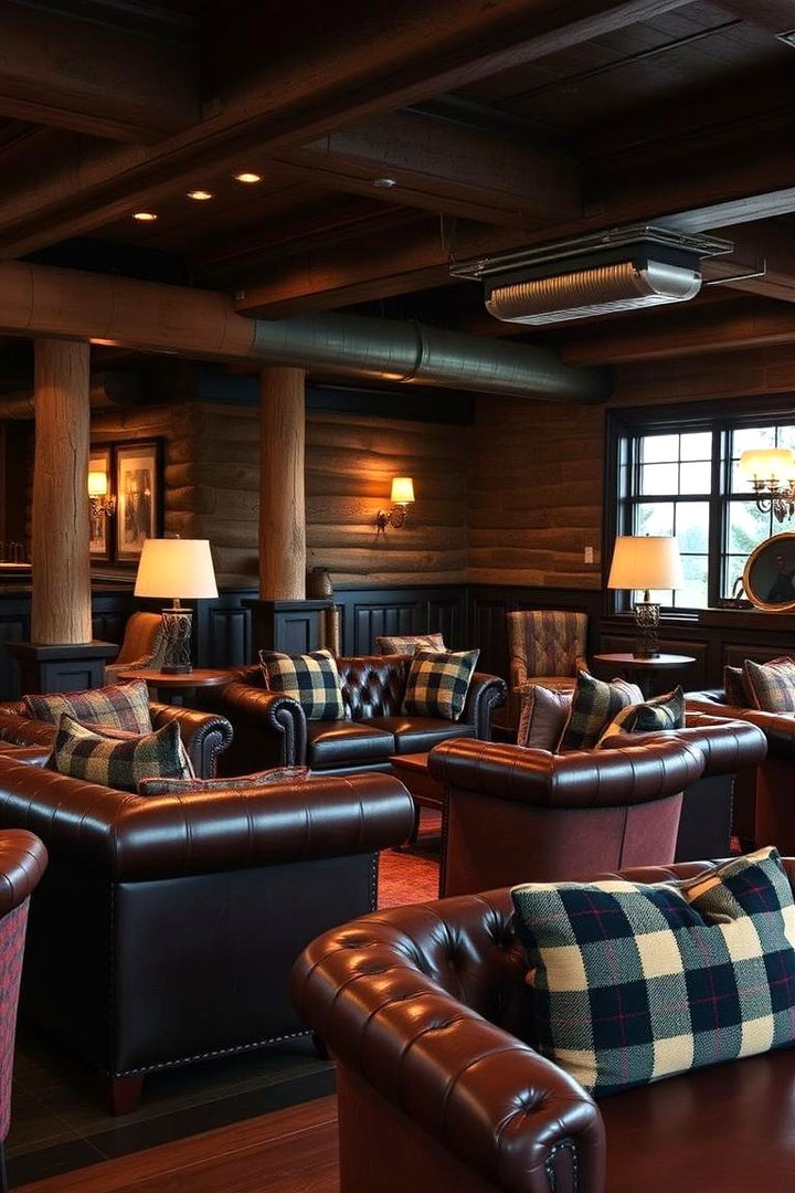 Leather and Plaid Furnishings - 22 Hunting Man Cave Ideas