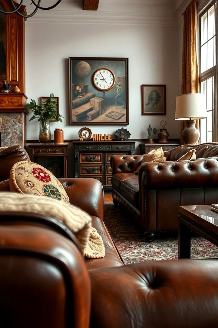 Leather and Wood Fusion - 22 Mens Living Room Ideas