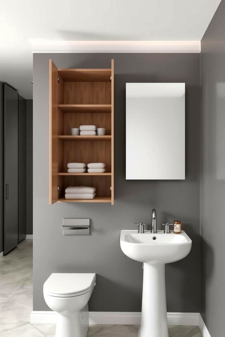 Leveraging Wall Mounted Cabinets - 22 Pedestal Sink Storage Ideas