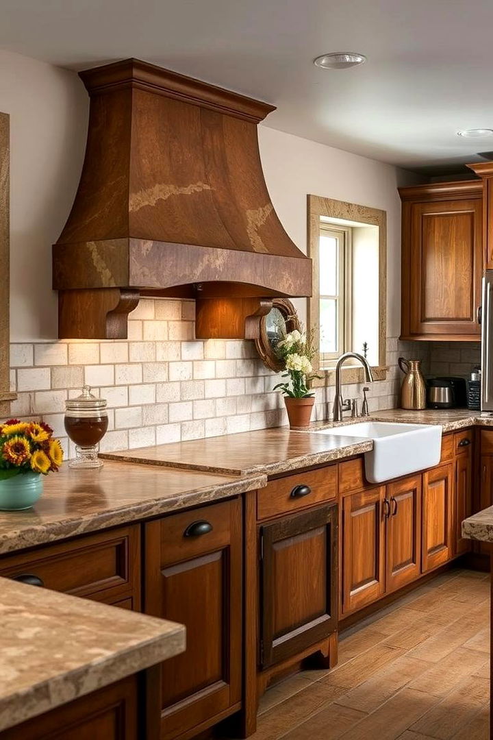 Leveraging the Charm of Vintage Finishes - 22 what color countertops go with oak cabinets