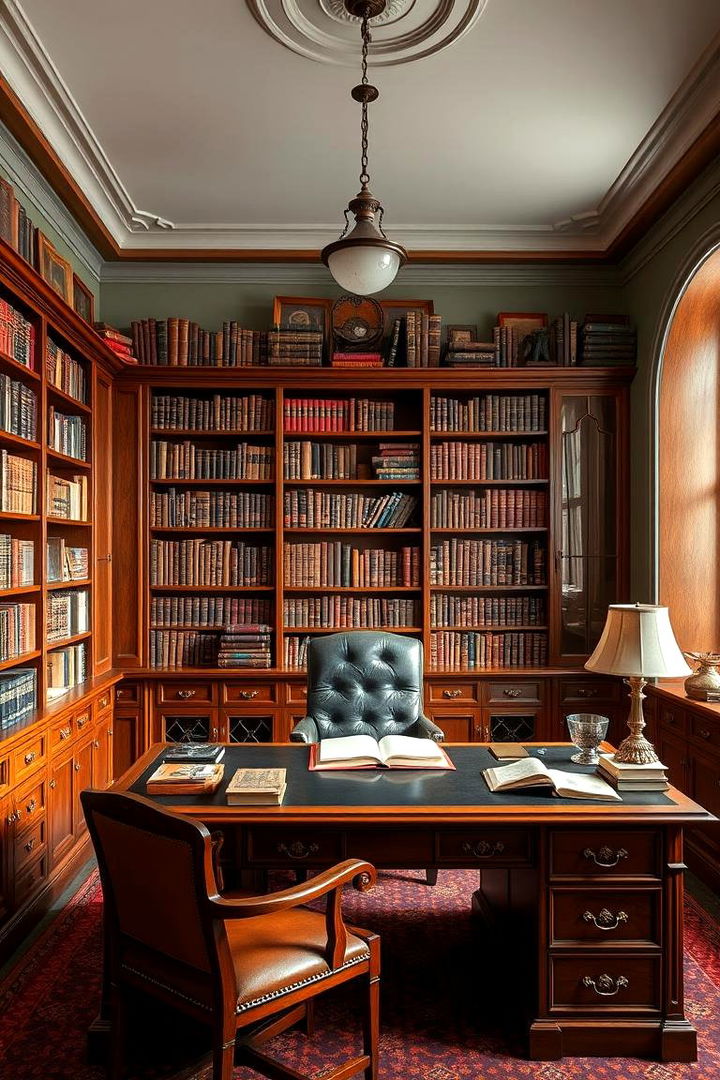 Library Inspired Office - 22 Man Cave Office Ideas
