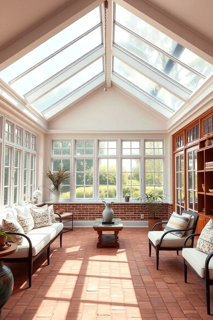 Light Filled Open Spaces - 22 Brick Floor Sunroom Ideas