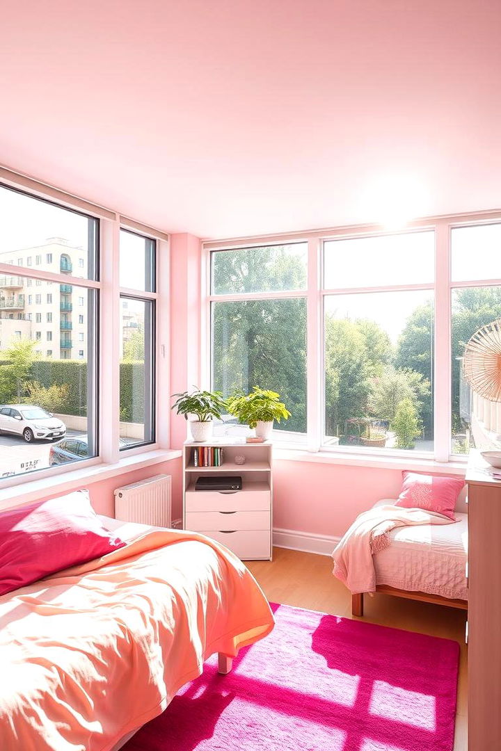 Light Filled and Vibrant - 22 Pink Dorm Room Ideas