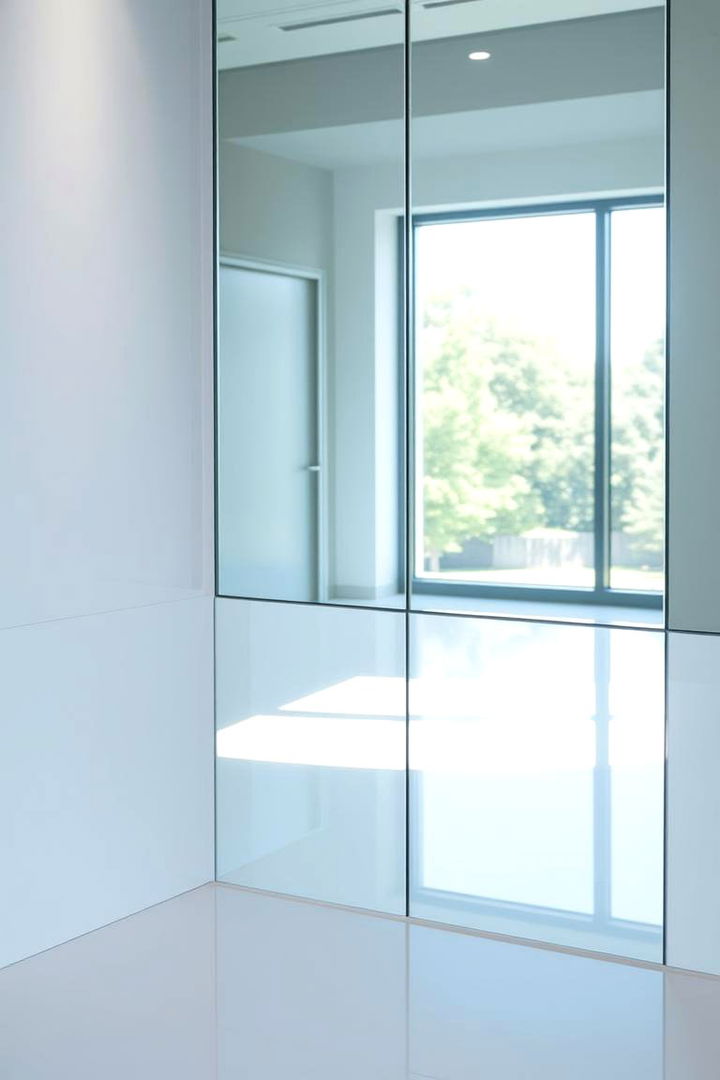 Light Reflecting Mirrored Finish - 22 Half Wall Paneling Ideas