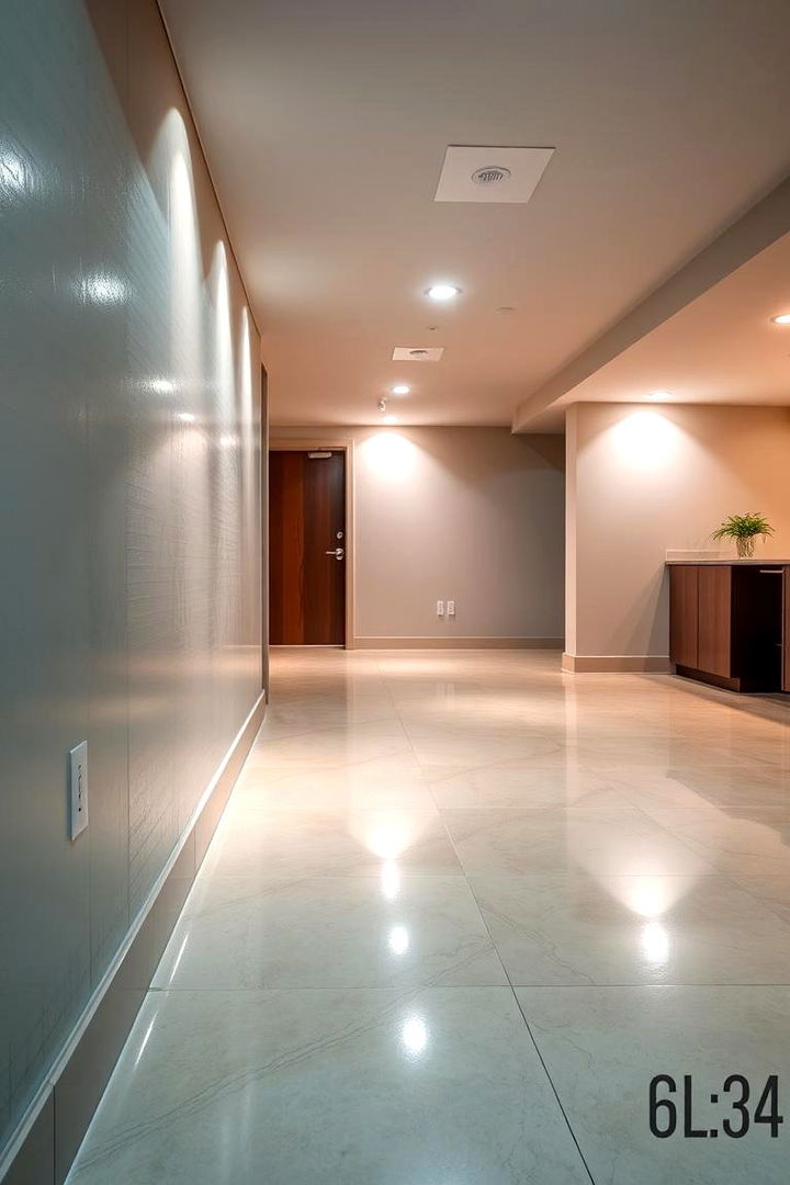Light Reflective Finishes - 22 Basement Accent Wall Ideas
