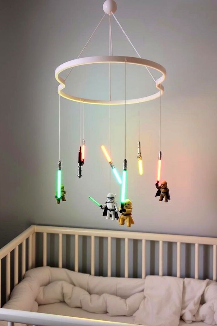 Light Saber Mobile Decor - 22 Star Wars Nursery Ideas