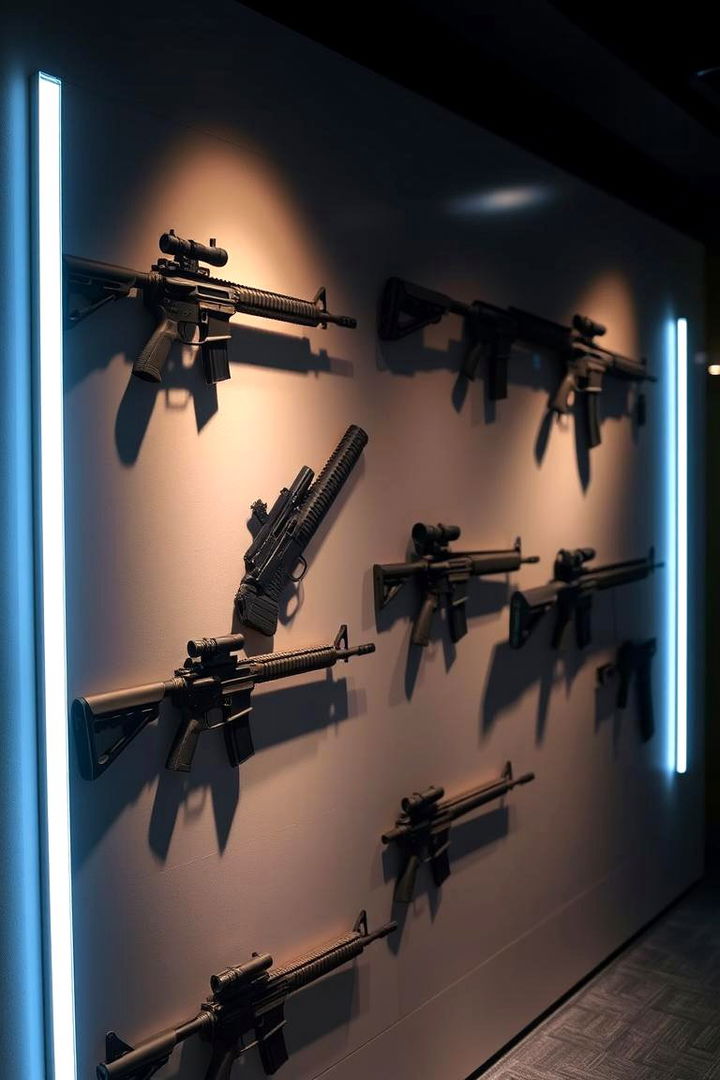 Lighting Enhanced Gun Wall Feature - 22 Gun Wall Ideas