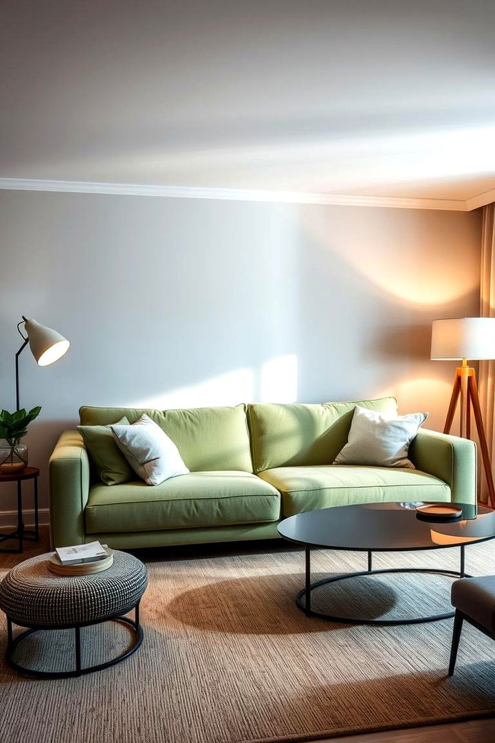 Lighting that Enhances the Sage Green Ambiance - 22 sage green couch living room ideas