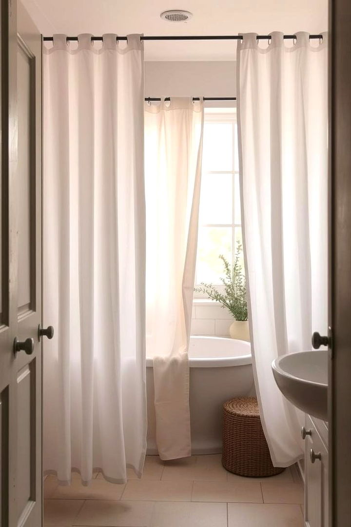Lightweight Privacy Curtains - 22 Bathroom Window Treatment Ideas