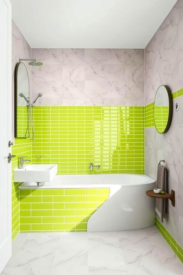 Lime Light Accent - 22 Green Bathroom Tile Ideas