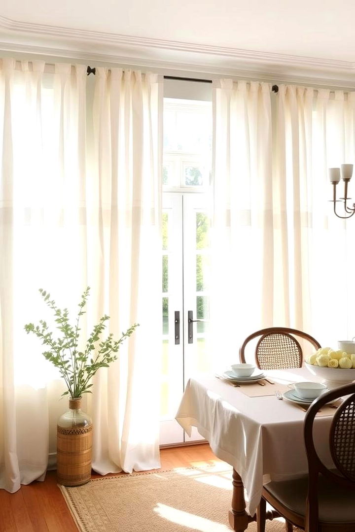 Linen Curtains - 22 French Country Dining Room Ideas