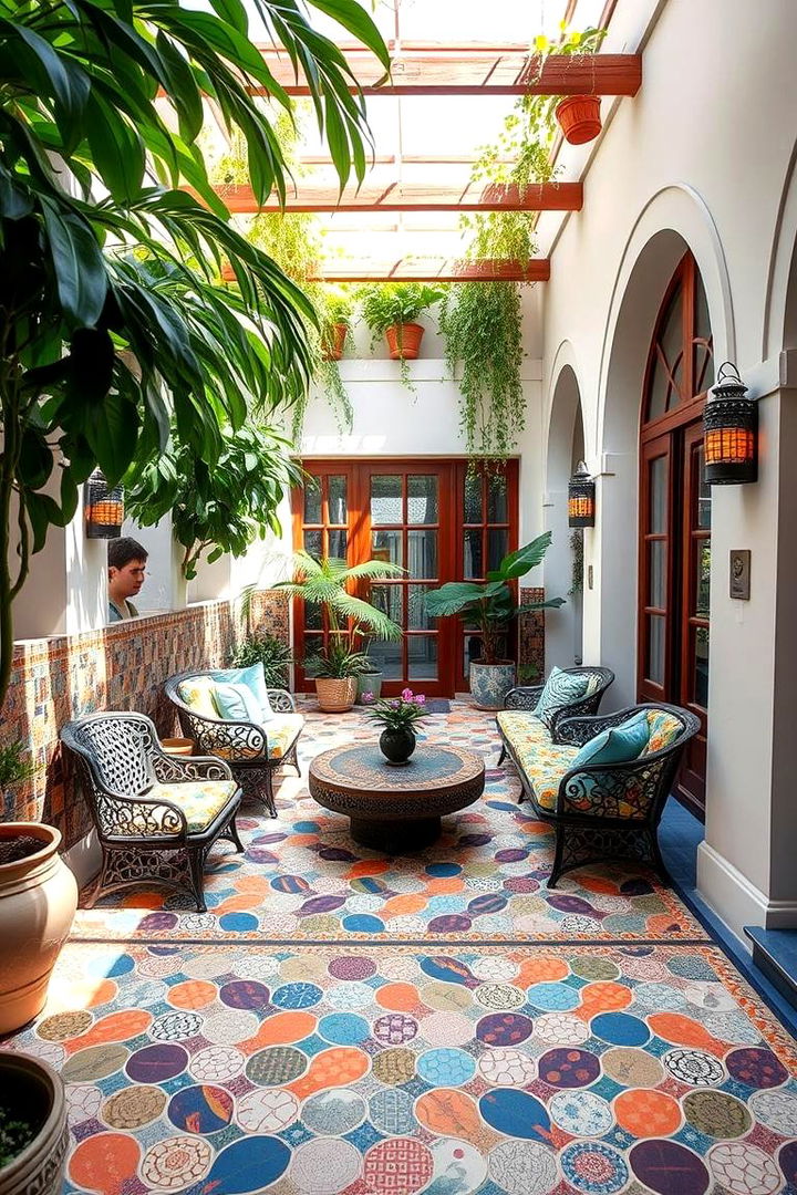 Lively Colorful Mosaic - 22 Sunken Patio Ideas