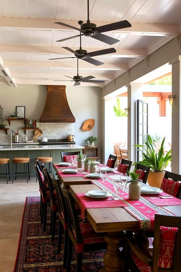 Lively Indoor Outdoor Dining Area - 22 Mexican Kitchen Ideas