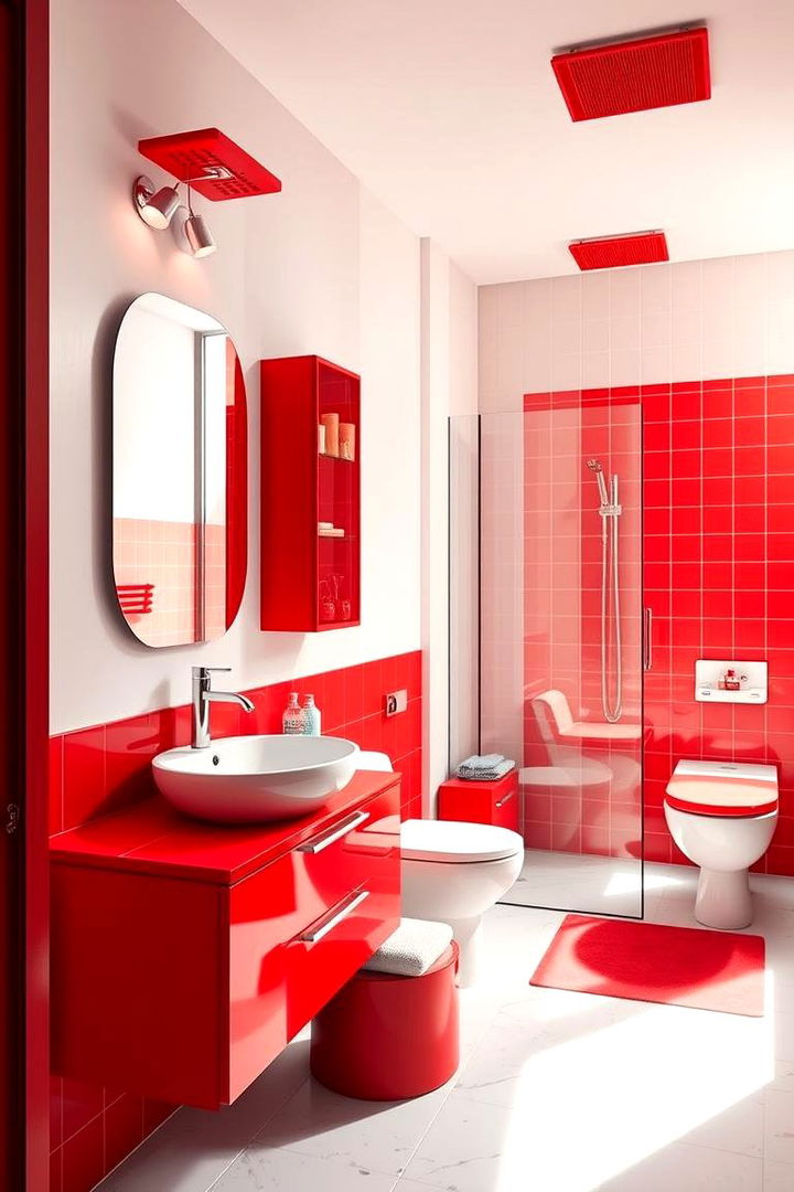 Lively Red Fixtures - 22 Colorful Bathroom Ideas