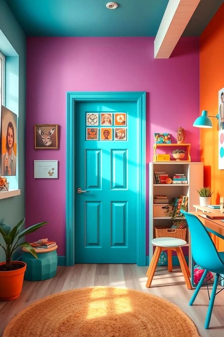 Lively Turquoise Touch - 22 Interior Door Color Ideas