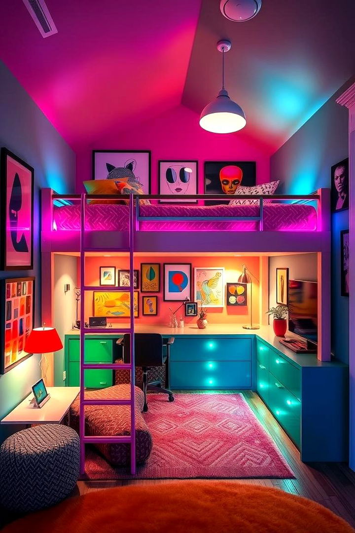 Loft Bed with Bold Colors - 22 Loft Bed Ideas