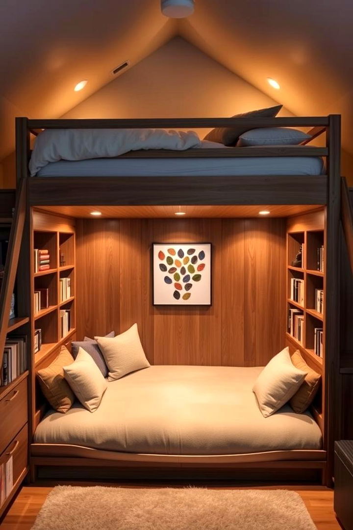 Loft Bed with Cozy Reading Nook - 22 Loft Bed Ideas