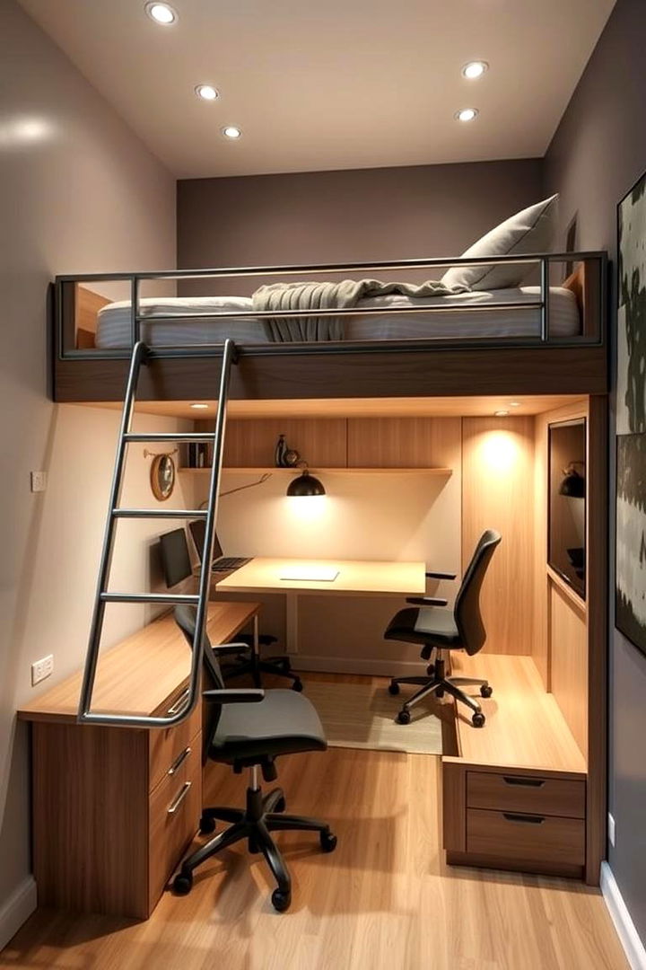 Loft Bed with Integrated Workspace - 22 Loft Bed Ideas