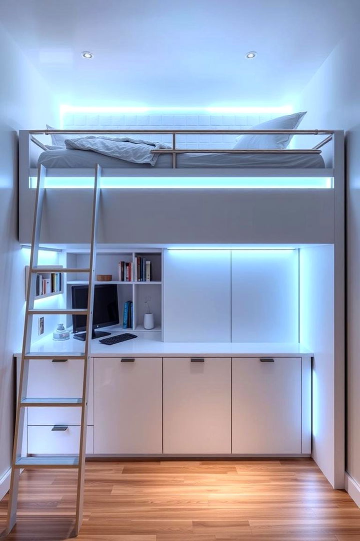 Loft Bed with Smart Lighting System - 22 Loft Bed Ideas