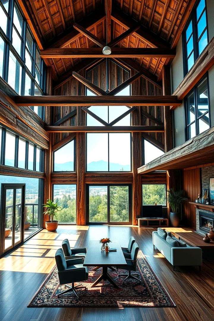 Loft Style Rustic Window Views - 22 Rustic Home Office Ideas