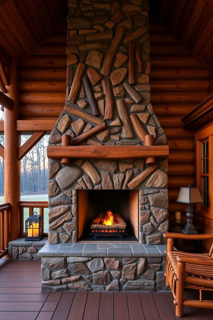 Log Cabin Ambiance - 22 Porch Fireplace Ideas