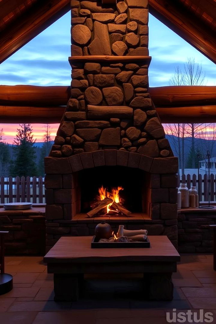 Log Cabin Inspired Design - 22 Rustic Outdoor Fireplace Ideas