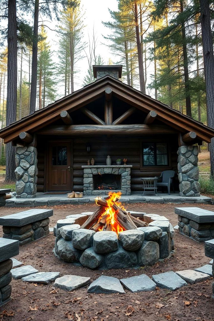 Log Cabin Inspired Setting - 22 Backyard Fire Pit Ideas Landscaping