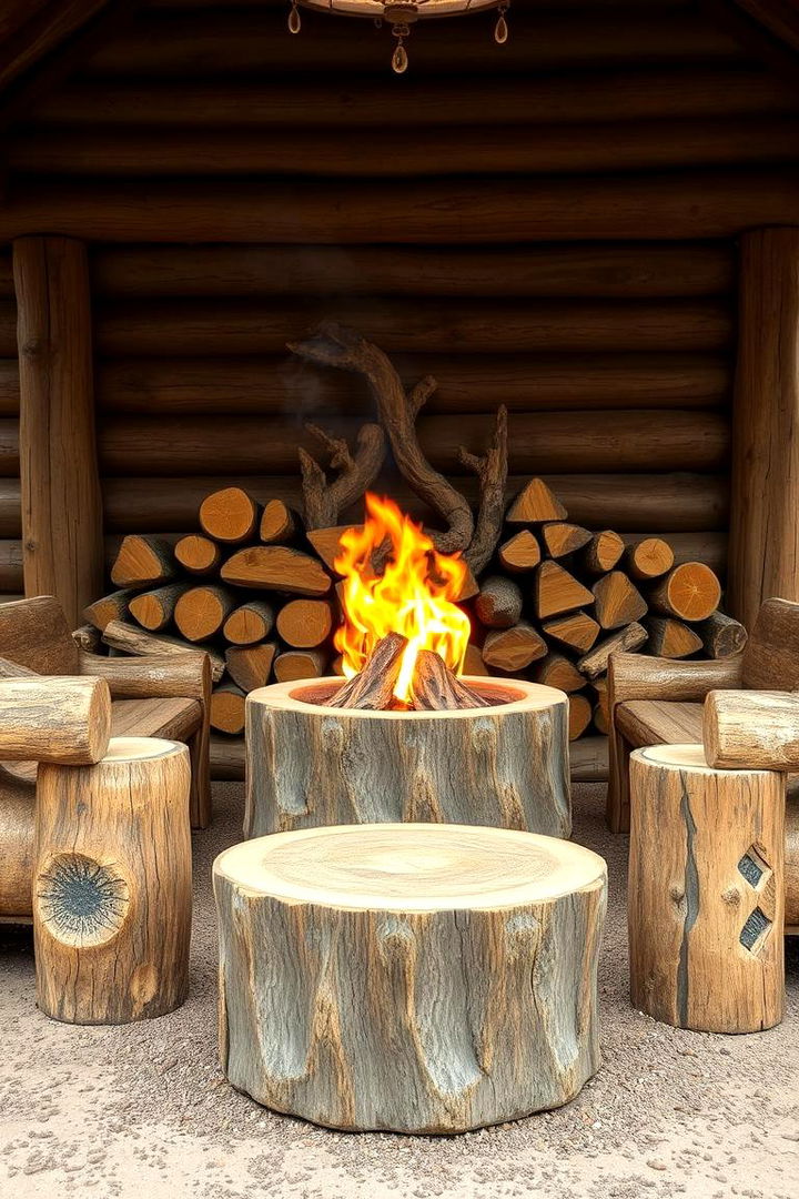 Log Seating for Rustic Charm - 22 Fire Pit Seating Ideas