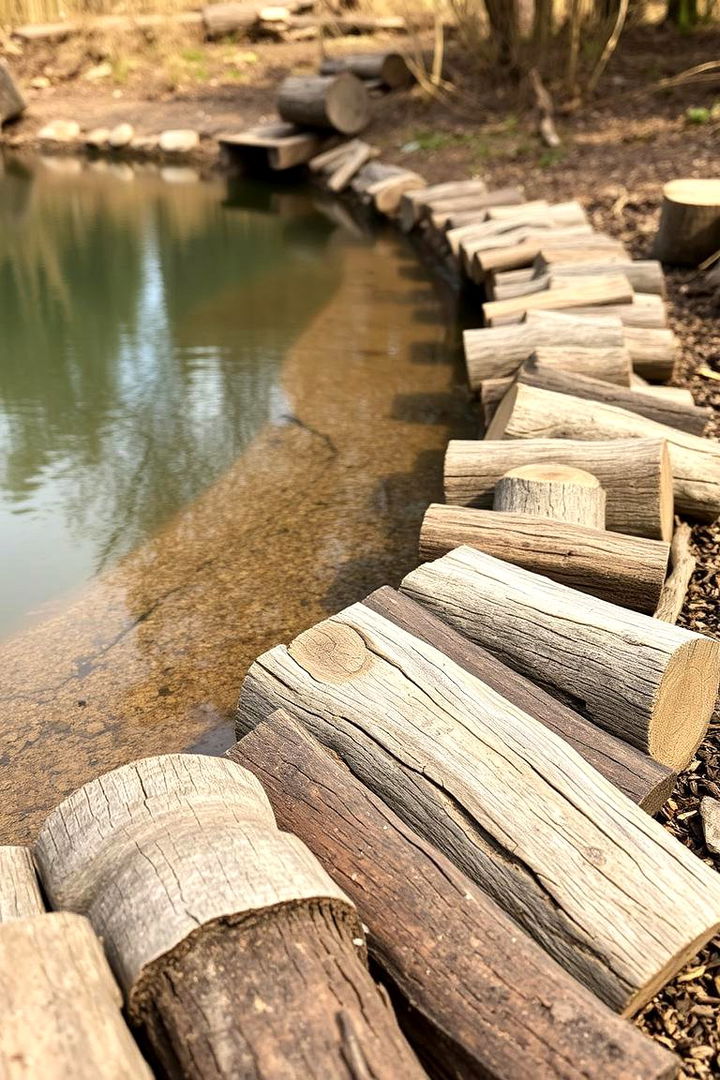 Log Stave Edge - 22 Pond Edging Ideas