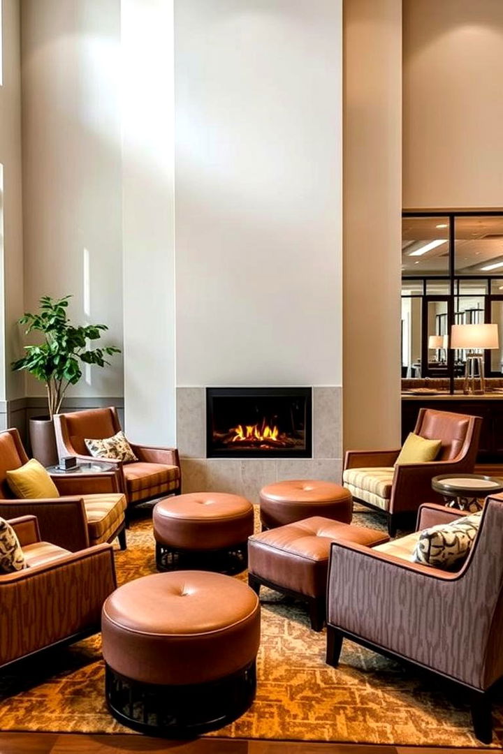 Lounge Chairs with Ottomans for Conversation - 22 Fireplace Seating Ideas