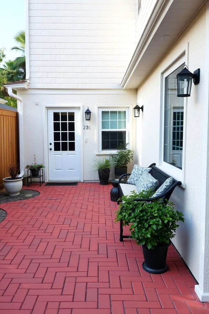 Low Maintenance Practicality - 22 Red Paver Patio Ideas