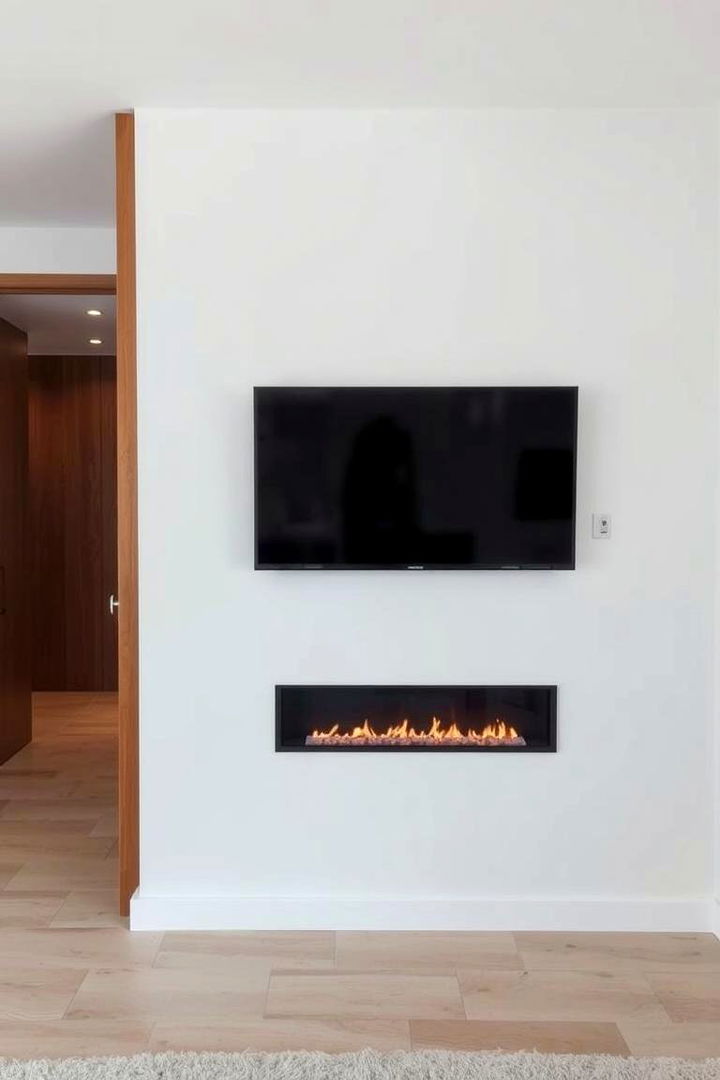 Low Profile Elegance - 22 Linear Fireplace Ideas With Tv Above