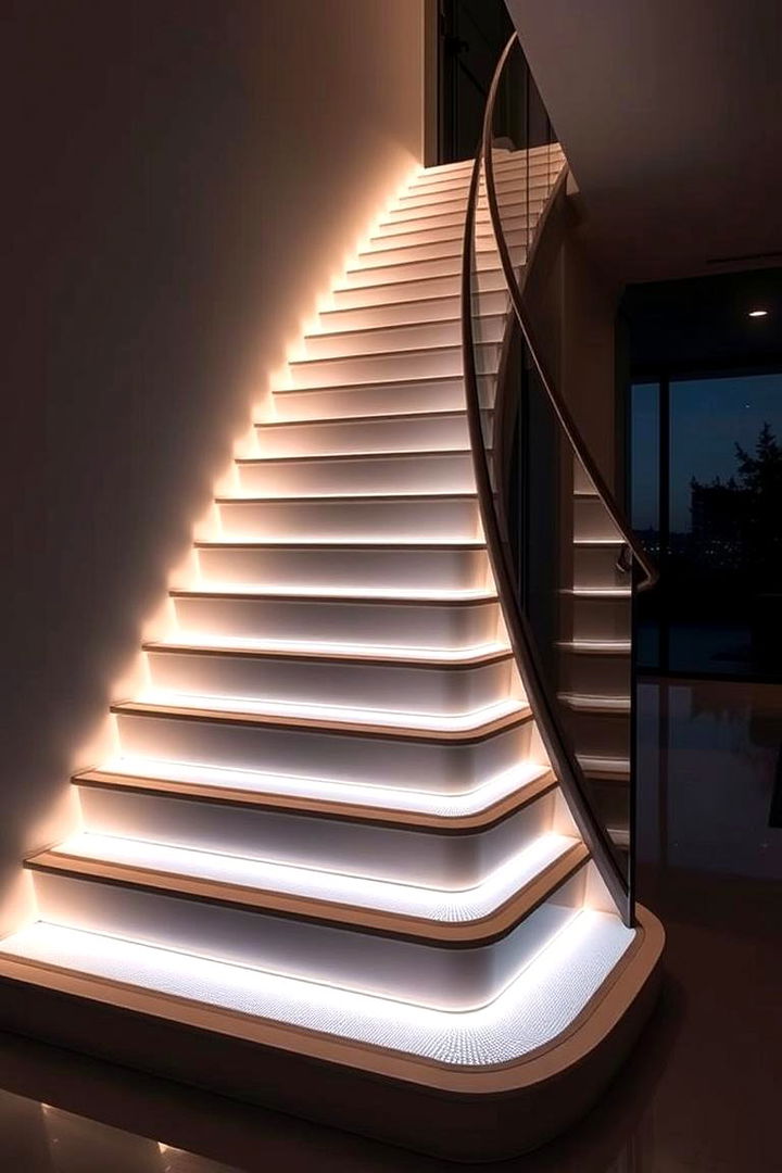 Luminescent Steps for Nighttime Charm - 22 Contemporary Staircase Design Ideas