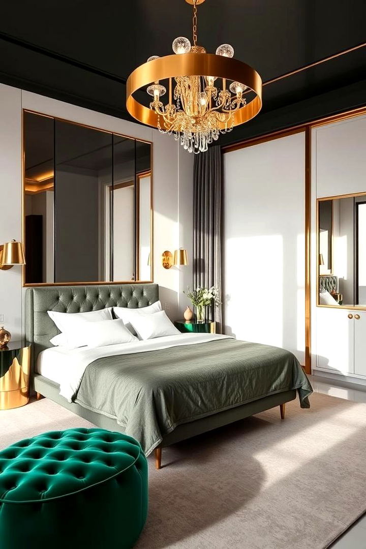 Luminous Metallic Detailing - 22 Emerald Green and Gold Bedroom Ideas
