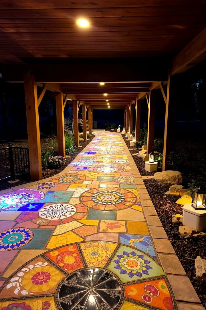 Luminous Mosaic Pathway - 22 Under Deck Landscaping Ideas