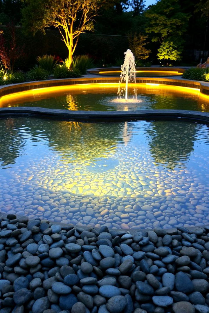 Luminous Pebbled Pond - 22 Fairy Garden Ideas