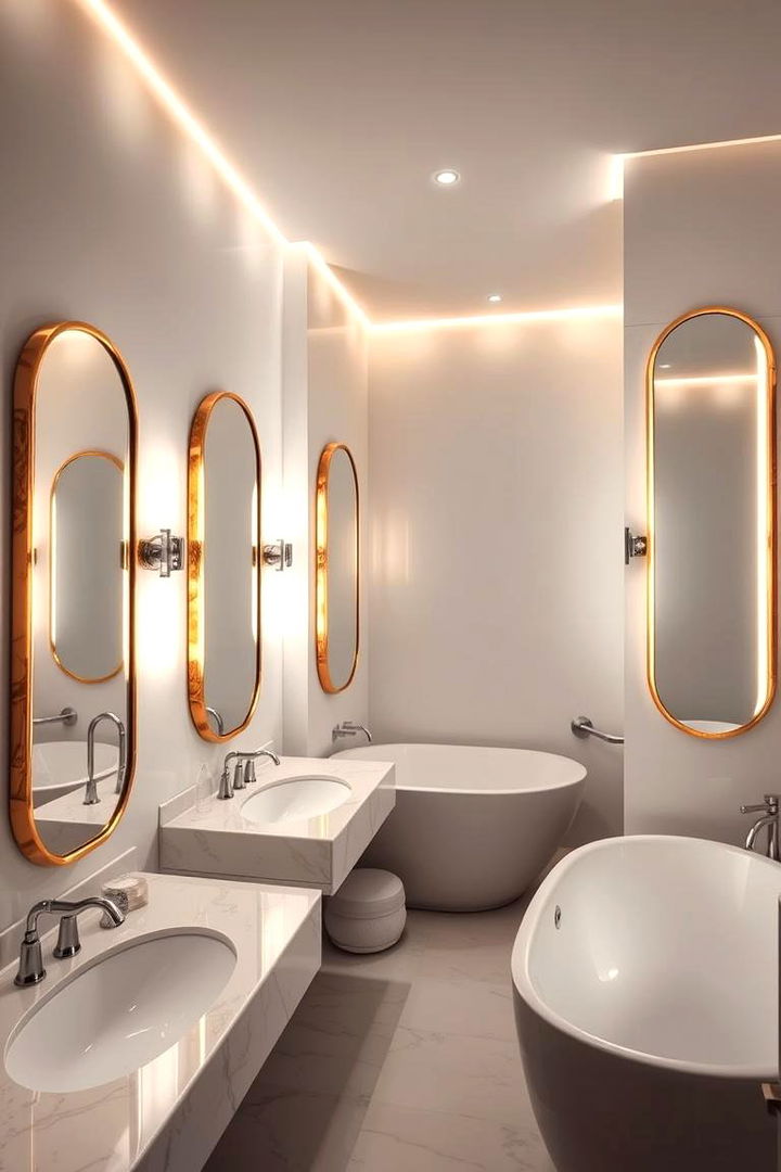 Luminous Reflections and Mirrored Magic - 22 White and Gold Bathroom Ideas
