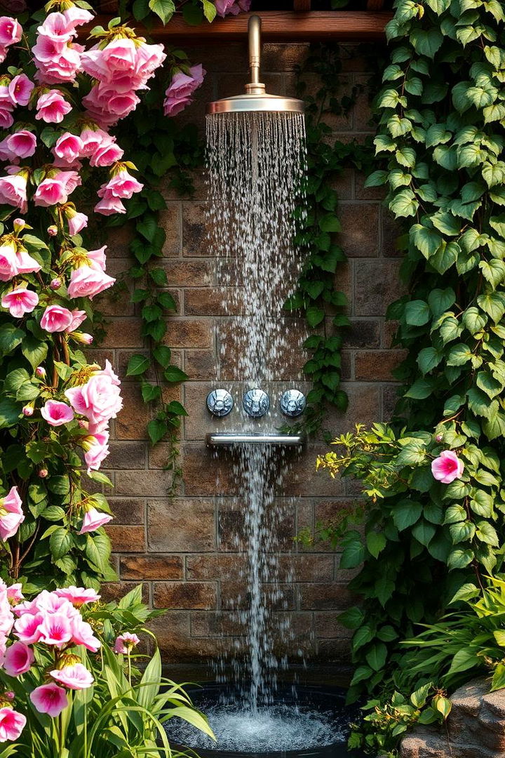 Lush Garden Backdrop Shower - 22 Outdoor Shower Ideas