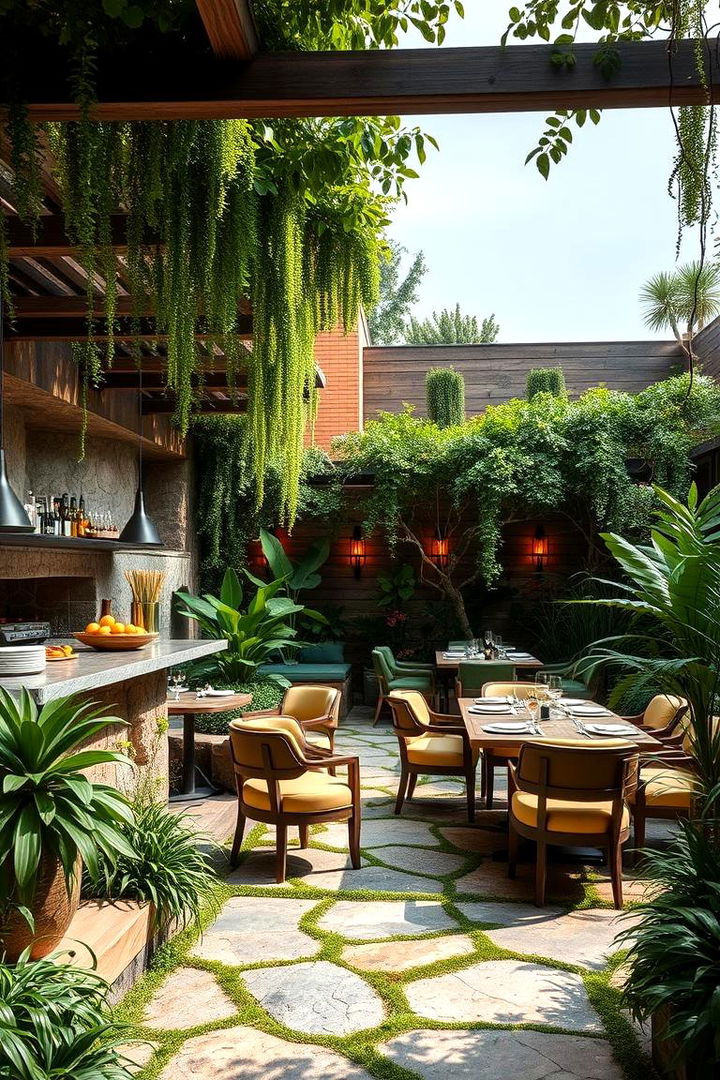 Lush Garden Integrated Culinary Space - 22 Luxury Outdoor Kitchen Ideas