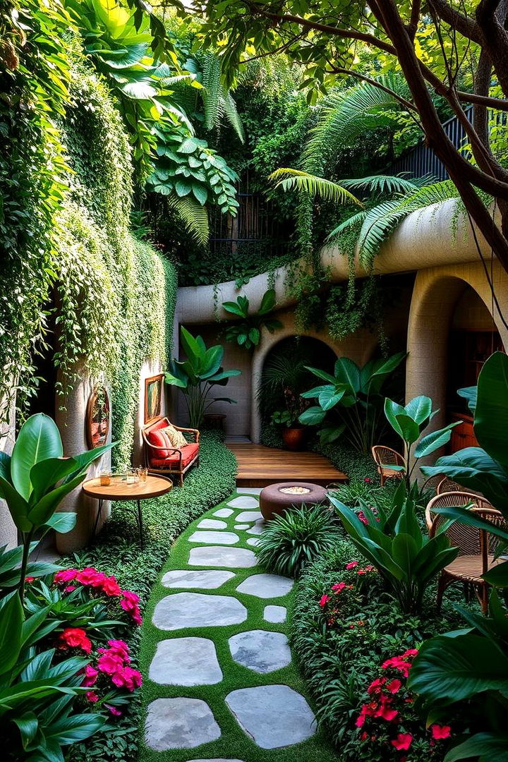 Lush Garden Lounge - 22 Sunken Patio Ideas